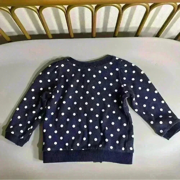 Baby girl h&m polka dot navy white bow pocket cardigan size 6/9 months no flaws - Picture 4 of 4